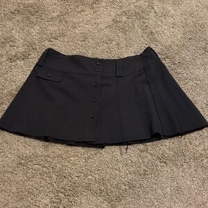 Black Pleated Button-Front Women’s Skirt